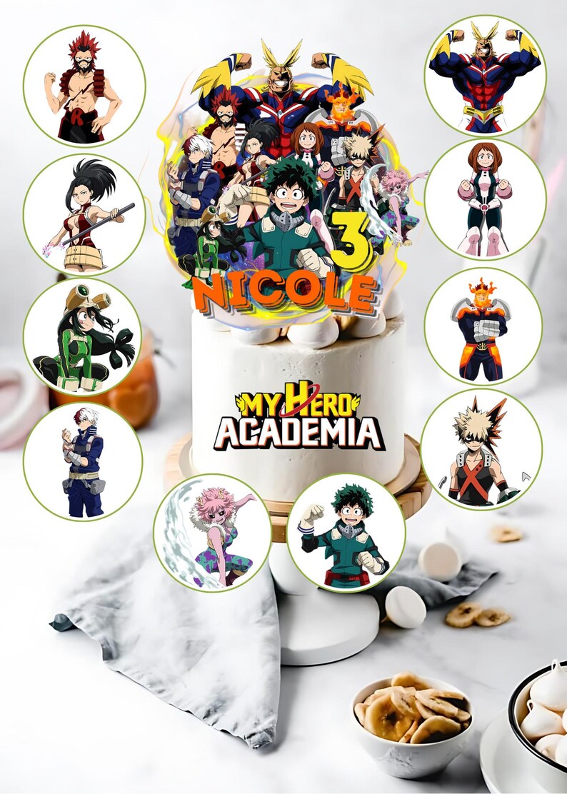 Editable Hero Academia Cake and Cupcake Topper, Cake and Cupcake Topper ...