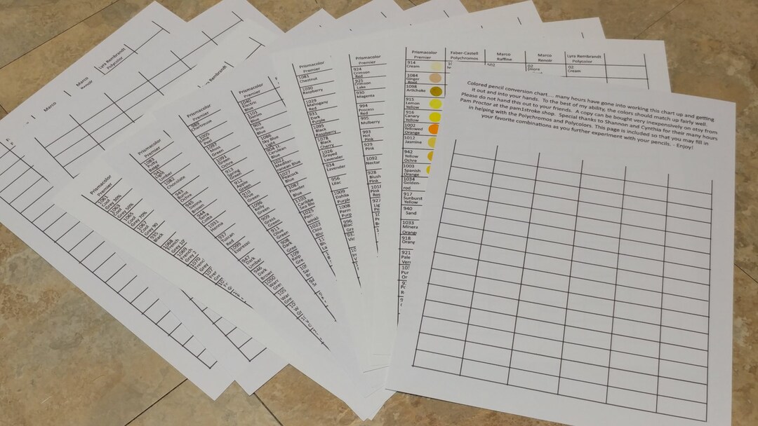 2.colored Pencil Conversion Chart Part Two Etsy