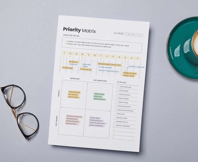 Priority Matrix Template: Printable Productivity Planner (letter, A4 ...