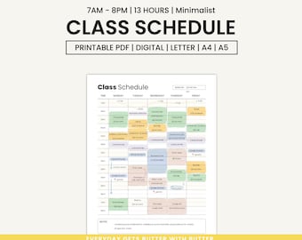 Szablon planu zajęć do druku, minimalistyczny organizer (PDF)