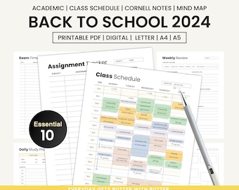 Student Planner Kit | Cornell Notes, Study Schedules (PDF Printable)