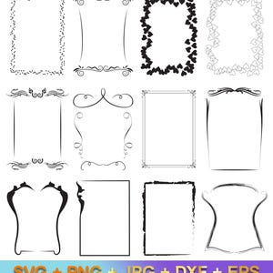 Rectangle Frame Png Bundle, Frames Silhouette, 12 Frames, Transparent Background, Instant Download, Commercial Use