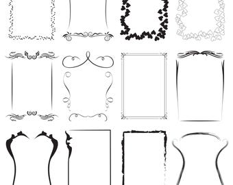 Rectangle Frame Png Bundle, Frames Silhouette, 12 Frames, Transparent Background, Instant Download, Commercial Use