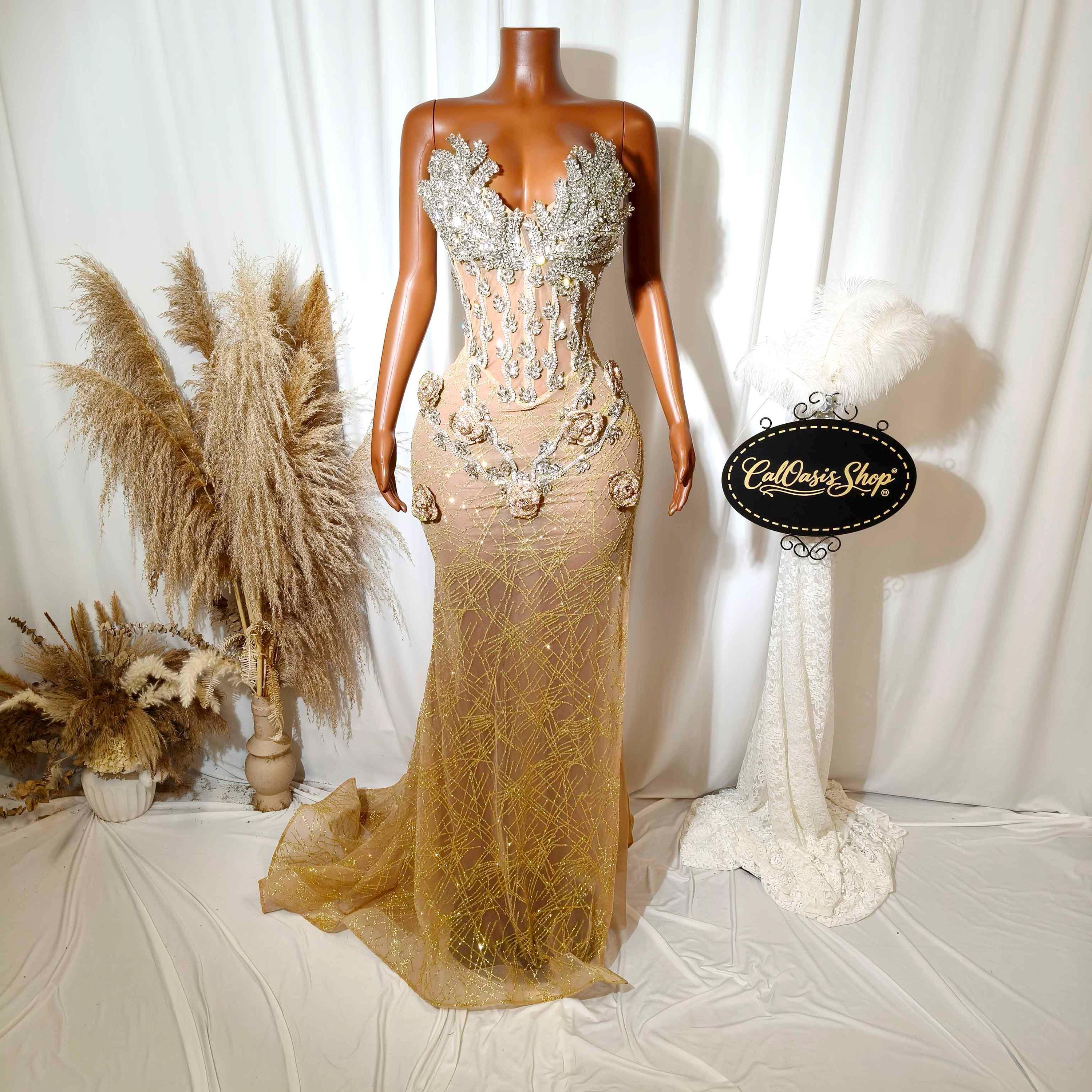 Plus Size Gold Birthday Dresses