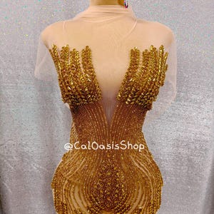 Gold Rhinestone Crystal Full Body Applique Bodice, Beads Rhinestone Applique Patch