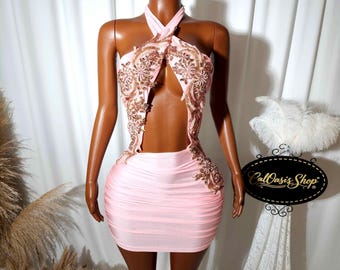 pink birthday dress sexy DOLLY Elegant Sliver Sleeveless Pink Off Shoulder Short Birthday Dress-KAKA S / Silver main image 0
