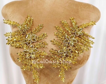 3D Strass Applikationen Paar: Gold Kristall Hochzeit Kopfschmuck Draht Verschönerung