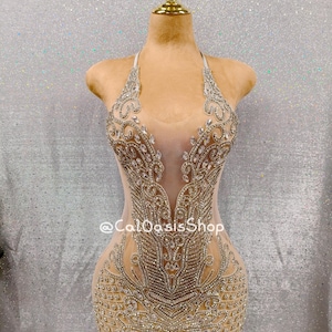 Sexy V Neck Silver Rhinestone Birthday Party Mini Dresses for Women, Club Wear Luxury Short Prom Dresses