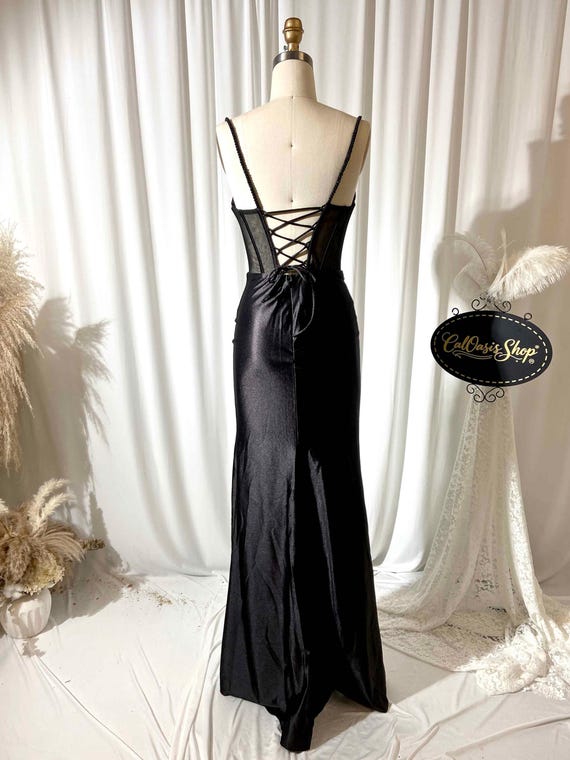 black corset bridesmaid dresses Satin Formal Dress: Sheer Mesh Spaghetti Strap Evening Prom Maxi Dress for Wedding Guest Plunge Halterneck Frill Detail Ruby Color:Pink/Neon Coral Sleeveless Back