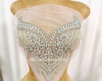 Sparkly Full Bodice Rhinestone Patch Appliques : Bridal Gown DIY Cutting and Sewing Embellishment For Wedding Prom Dress