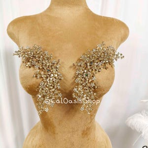 3D Strass Applikationen Paar: Champagner Kristalldraht Hochzeit Verschönerung / Kleid DIY