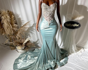 Sparkle Luxury Rhinestone Beaded Evening Prom Dress: Couture Bridal Gown