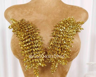 Sparkly 3D Strass Applikation Paar Kopfbedeckung: Gold Kristall-Draht Hochzeit Verschönerung