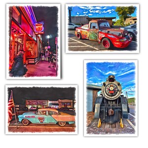 Cartes de correspondance Route 66, Williams Arizona Road Trip, lot de 4 cartes vierges A6 (4 x 6 po.) Photographie | Art numérique