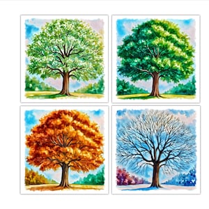 Cartes de correspondance 4 saisons, Chêne unique, Cartes uniques, Fait main, Photographie | Art numérique | Printemps Été Automne Hiver, Toutes les saisons