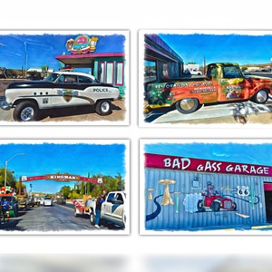 Cartes de correspondance Route 66, Kingman Arizona, photographie de road trip, lot de 4 cartes de correspondance vierges, 10 x 15 cm pliés, photographie et art numérique