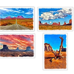 Jeu de cartes de correspondance Monument Valley, 4 x 6" plié, Bubba Gump Rd, indigène, terre navajo, art du désert, photographie et art numérique, art de la route