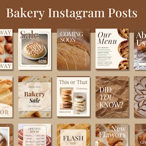 Bakery Instagram Post Templates: Editable Canva Designs (Digital Download)