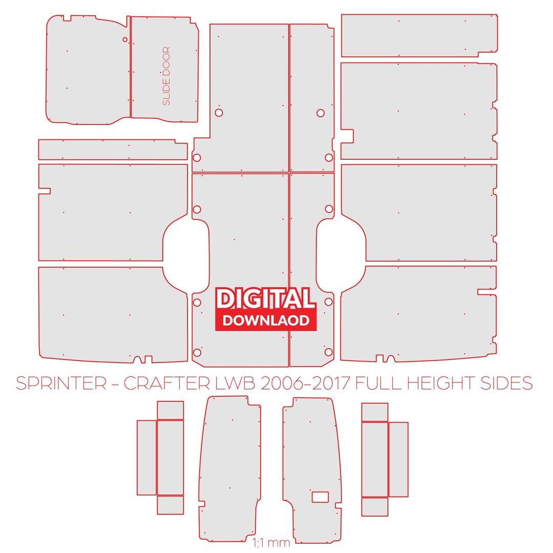 2006-2017 Sprinter - Crafter LWB Full High Walls-plylining Kit,cnc,dxf ...