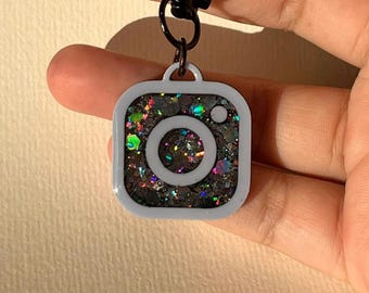 Glitter NFC Keychain | Social Media Tap & Share | 3D Printed, Handmade