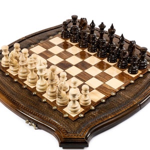 Elegant Chess Set, Wooden Personalized Gift
