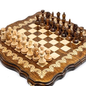 Wooden Chess and Backgammon Set - HANDMADE / PERSONALIZED