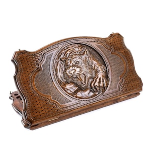 Premium Backgammon Set  With Hand Carved Tiger