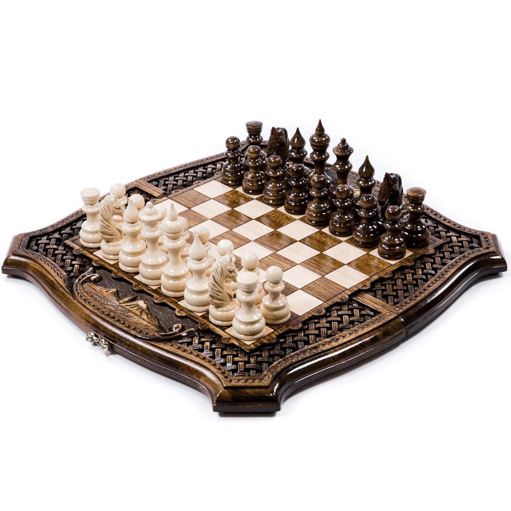 Luxury Chess Set, Backgammon Board With Carved Mountain / HANDMADE / 16 ...