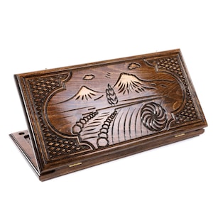 Hand Carved Mount Ararat Backgammon Set, Wooden Board, Unique Gift / PERSONALIZED