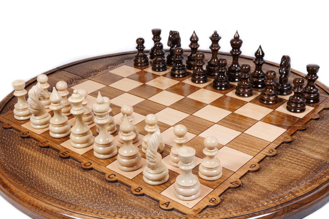 Large Circular Chess Set: Luxury Gift for Him / Wooden Chess Board - Etsy