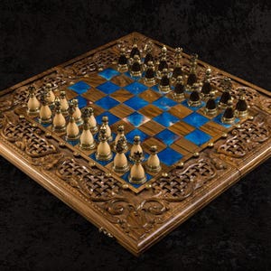 Epoxy Chess Set: Backgammon Board / PERSONALIZED / HANDMADE