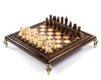 Elegant Chess Set, Bronze Legs / HANDMADE