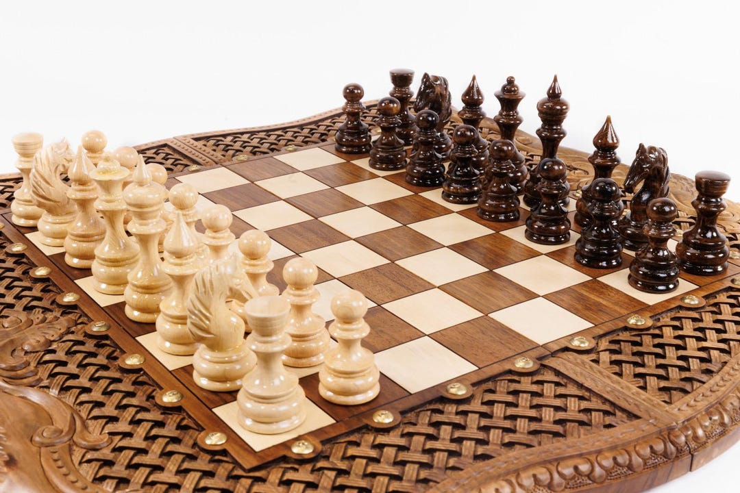 Handcrafted Chess & Backgammon Set: Mount Ararat Inlay / Ornamental ...