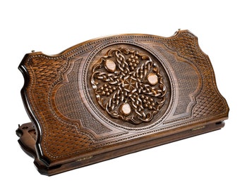 Handmade Carved Wooden Backgammon Set: Personalized Board Game Gift