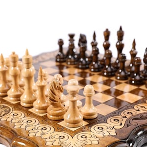 Wooden Chess Set With Backgammon Board / Personalized Gift / HANDMADE