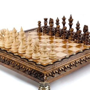 Handmade Chess Set with Bronze Legs / Personalized Gift
