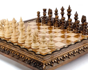 Handmade Chess Set with Bronze Legs / Personalized Gift