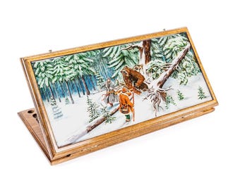 Wooden Backgammon with Epoxy Art: Handmade Backgammon