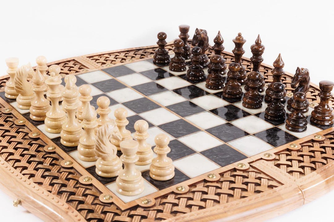 Handmade Walnut Chess and Backgammon Set: Epoxy Inlay, Bronze Accents ...