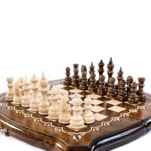Handmade Wooden Chess and Backgammon Set: Personalized Folding Board