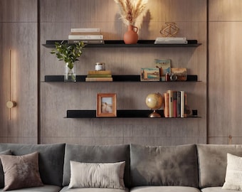 Floating Shelf: Metal Floating Shelves, Black Modern Shelving