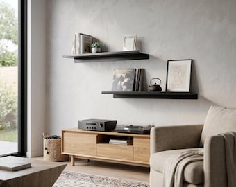 Metal Floating Shelf with Lip, Modern Wall Shelf, Minimalist Steel Shelf, Kitchen Bathroom Shelf