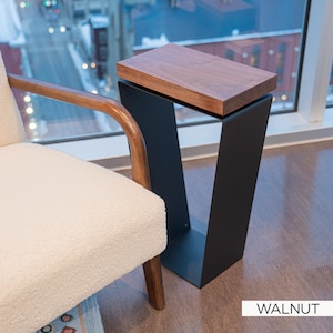 Pine Wood Nightstand, Bedside Table, Narrow Nightstand Walnut