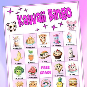 Kawaii Bingo druckbares Spiel - Super niedlicher Party Spaß! | Sofortdownload | Kinder Party Spiel