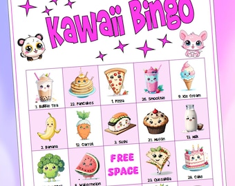 Kawaii Bingo Printable Game – Super Cute Party Fun! | Instant Download | Kids Party Game