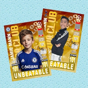 Image de football personnalisée | Cadeaux de football | 100 Carte Club | Poster personnalisé de football | Cadeaux amusants pour le football | Carte de football