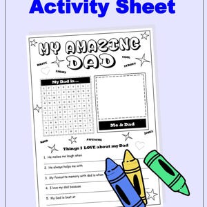 My Amazing Daddy Printable – Father’s Day Activity Sheet | Dad, Daddy, or Grandad | Instant Download | Father's Day Printables