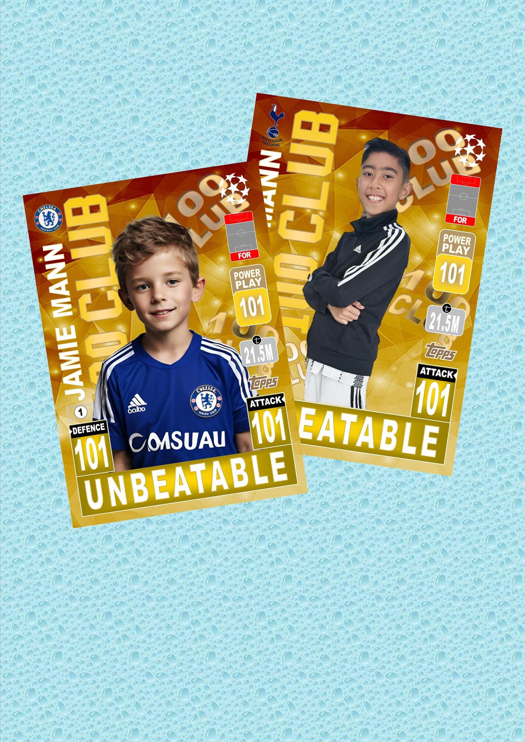 Personalised Football Image | Football Gifts | 100 Club Card | Personalised Football Poster | Fun Football Gifts | Football Card