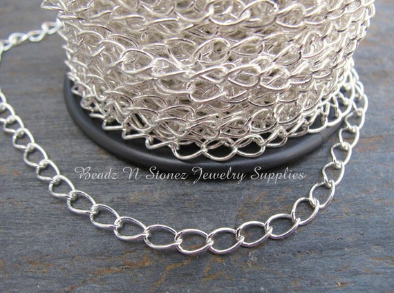 418C09 3 Feet Bright Silver Plated Brass Chains-Box 2mm