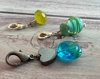 Aquatic Tone Zipper Pull Charms, Cool Colors Collection
